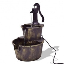 2 Tiers Outdoor Barrel Waterfall Fountain with Pump - Color: Bronze - $107.89
