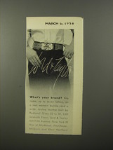 1954 Lord &amp; Taylor Redland Leather Belt Ad - What&#39;s your brand? - $18.49