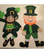 St. Patricks Day Decor sign Leprechaun hanger 2 pc door wall - $24.99