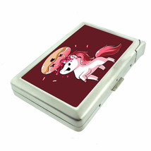 Unicorn Donut Em1 100&#39;s Size Cigarette Case with Built in Lighter Metal Wallet - $21.73