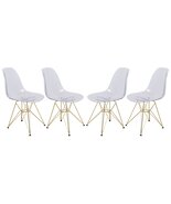 LeisureMod Cresco Dining Chair Molded Acrylic with Gold Metal Eiffel Bas... - $1,502.52 MXN+