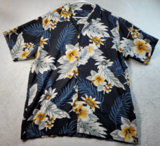 Pacific &amp; Co Hawaiian Shirt Mens XL Black Floral Short Sleeve Collar Button Down - £13.74 GBP