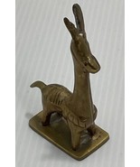 Vintage Solid Brass  Llama Alpaca Figurine Mid Century 4”ring Holder Whi... - $18.23