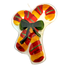 Vintage Hand Painted Reverse Paint Glass Candy Cane Christmas Ornament 5&quot; - £9.27 GBP