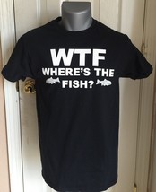 Gildan Black WTF Where&#39;s The Fish Short Sleeve T Shirt Men&#39;s S - £5.79 GBP