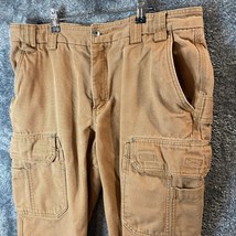 Duluth Trading Jeans Mens 36W 31L 36x31 Tan Carpenter Work Pants Cargo C... - $19.83