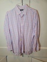 The Club Room Regular Fit 18 34/35 Pink Blue Plaid Dress Shirt Button Down - $307.84 MXN