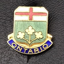 Ontario Canada Gold Tone Enamel Small Pin Vintage Seal Coat Of Arms Flag - £8.65 GBP