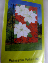 Garden Flag Christmas Poinsettia Polka Dot Holiday Decorative 18x12.5 Inch New - $14.84