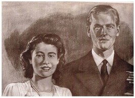 Princess Elizabeth Lt Philip Mountbatten Canadian Artist Reed 1947 Weston - £7.83 GBP