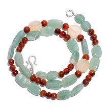 Natural Multi Aventurine Carnelian Gemstone Mix Shape Beads Necklace 17&quot; UB-5430 - £8.55 GBP