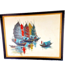 Artwork Oil Painting Chow Nam Framed - £39.47 GBP