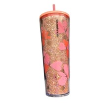 New Starbucks Pink Glitter Floral Cup 24 oz 2020 Valentines Day Tall Venti Mug w - £31.64 GBP