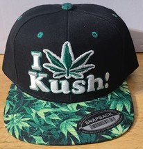 I Love Kush Marijuana Leaf Leaves Cannabis Snapback Baseball Cap ( Black ) - £12.79 GBP