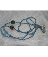 Estate Handmade Long Blue Glass Plastic &amp; Ceramic Bead Glasses Holder or... - £6.75 GBP