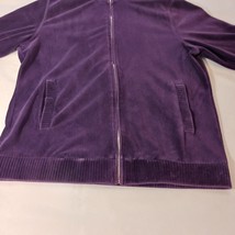 Jennifer Moore Women's Cotton Blend Full Zip Pockets Velvet Purple Soft Jacket M image 8