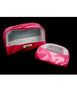 Set of 2 Vinyl Makeup Pouches, Fuschia Outer Shell w/Sheer Side Panels, ... - $17.39 CAD