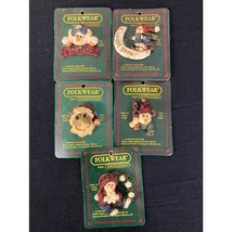 Lot of 5 New 90s Vintage Boyds Bear Folkwear Art Pins Collectible Brooches NWT - £19.39 GBP