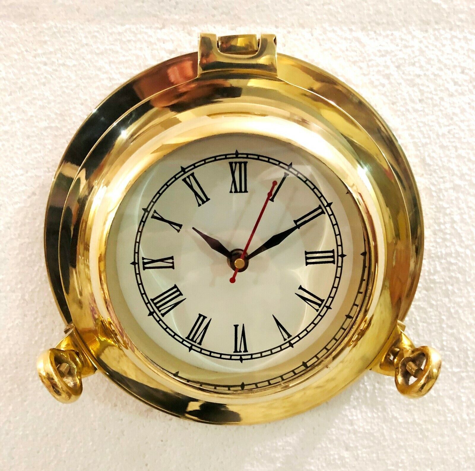 Antique Marine Brass Ship Porthole Clock 22.86 cm Nautical Wall Clock Home  Decor