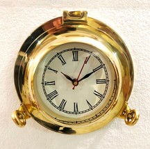 Solid Shiny Brass Ship Porthole Analog Clock Nautical Wall Hanging Clock... - $83.68