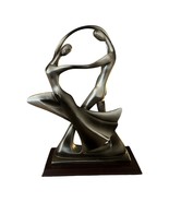 Vintage 1980s Herco Enterprises Modern Dance Sculpture – Silver Resin Couple on
