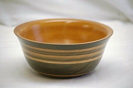 Old Vintage Turned Wooden Ring Two Tone Mixing Bowl Kitchen Tool Decor MCM - £29.27 GBP