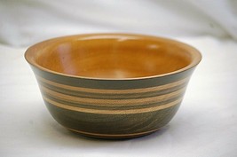 Old Vintage Turned Wooden Ring Two Tone Mixing Bowl Kitchen Tool Decor MCM - £28.69 GBP