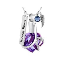 Elegant Purple Heart Ash Jewelry Urn - Love Charms™ Option - £23.94 GBP