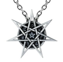 Elven Star Necklace Wiccan Septagram 7 Point Star Sigils Alchemy Gothic P878 - £26.63 GBP