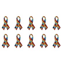 10 Autism Awareness Ribbon Pins 1.25&quot; Lapel Pin Metal Enamel Support Tie Lot Set - £13.50 GBP
