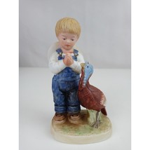 1985 Home Interior Denim Days Boy praying with Turkey. - £10.04 GBP