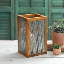 Theodore wood Lantern with metal sides - £26.88 GBP