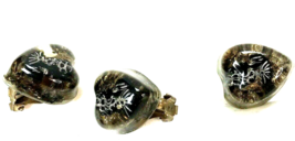 Vintage Clip earrings with ring Clear Plastic Heart cameo foil flake steampunk - £15.79 GBP