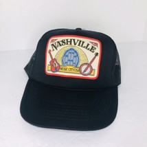 Vintage Nashville Music City Patch SnapBack Trucker Hat KC Cap Guitar Banjo - £23.52 GBP