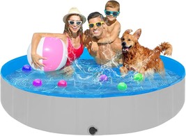 Extra Large Dog Pool 79&quot;x12&quot; Anti Slip Collapsible Dog Swimming Pool Hard Plasti - £111.42 GBP