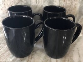 Royal Norfolk Black Stoneware Coffee Mugs Dinnerware Cups-Set Of 4-RARE-... - $49.68