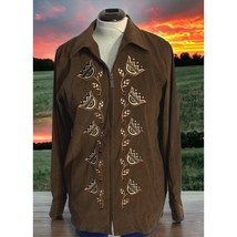 Bob Mackie Wearable Art Jacket Aztec Flowers Womens Size Small Brown Floral - £18.40 GBP