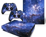 For Xbox One X Skin Console &amp; 2 Controllers Blue Galactic Stars Vinyl De... - £11.20 GBP