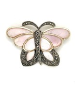 Vtg Sterling Signed NF TH Inlay Mother of Pearl and Marcasite Butterfly ... - £73.96 GBP