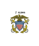 US Navy Officer Crest 2Sizes Digitized filled embroidery design Digital ... - $6.79 CAD