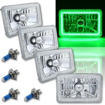 4X6 Green SMD LED Halo Angel Eye Headlight Headlamp Halogen Light Bulbs Set of 4 - £209.37 GBP