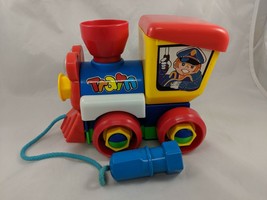 Train Building Toy Pull String Galey Industrial Co 1985 Hong Kong - $21.95