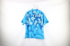 Vintage 70s Streetwear Mens Large Flower Collared Hawaiian Button Shirt USA - £59.31 GBP