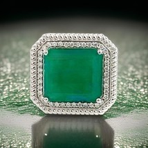 Natural Emerald Diamond Ring 6.25 14k W Gold 13.14 TCW Certified $9,775 402673 - £3,151.21 GBP