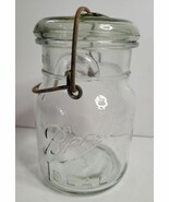 Antique 1900-1923 Ball Ideal Pint Mason Jar Clear Glass No. 3 with Wire ... - €10,42 EUR