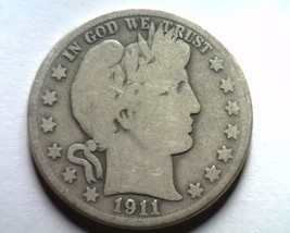 1911 Barber Half Dollar Good G Nice Original Coin From Bobs Coins Fast Shipment - £17.32 GBP