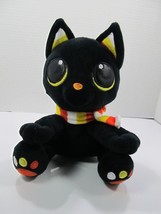 Plushible Halloween Plush Black Cat Candy Corn Cory Stuffed Animal 8&quot; Big Eyes - £13.45 GBP
