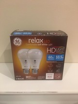 GE HD Relax LED Light Bulb 60W 800 Lumens White Dimmable 2 Pack *New* - $5.69