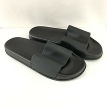 Womens Slide Sandals Rubber Slip On Basic Black Size 38 US 7 - $14.49