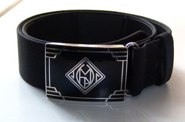 Vtg Ralph Lauren Fabric Belt W Black &amp; Silver Toned Logo Buckle Size 26 Rare - £70.18 GBP